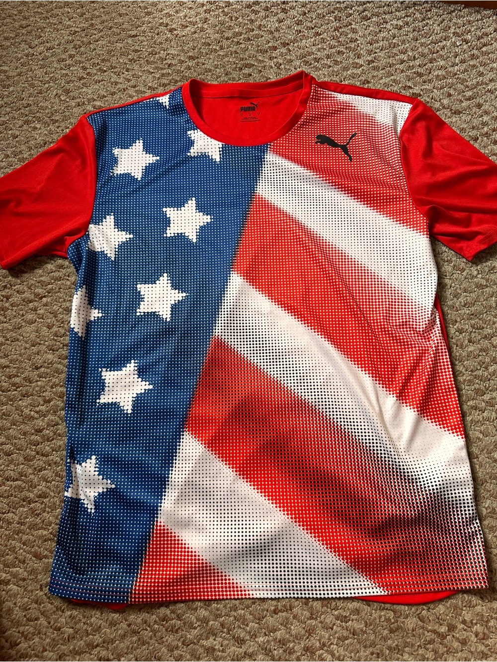 Puma Men’s Stars & Stripes Athletic Tee - Red/Blue/White